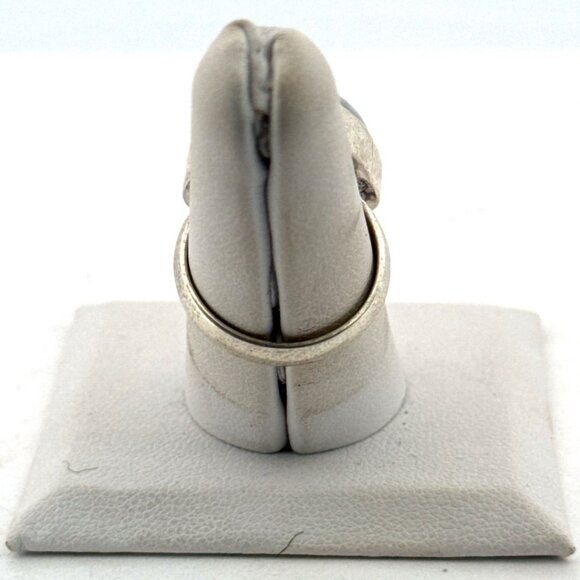 Estate Sterling Silver 925 Larimar Gemstone Ring Size 6.5 Triangle Shape 7.6g - Picture 3 of 8